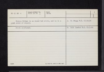 Ceres, High Street, Ceres Burn, Bishop Bridge And Linking Wall To Folk Museum, NO41SW 4, Ordnance Survey index card, page number 2, Verso