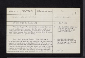 Tayport Castle, NO42NE 1, Ordnance Survey index card, page number 1, Recto