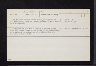 Tayport Castle, NO42NE 1, Ordnance Survey index card, page number 3, Recto