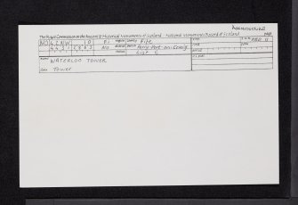 Scotscraig, Hare Law, Waterloo Tower, NO42NW 10, Ordnance Survey index card, Recto