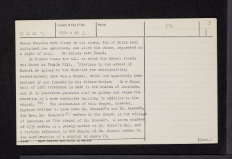 Leuchars, St Bonach's Chapel, NO42SE 2, Ordnance Survey index card, page number 3, Recto