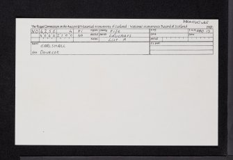 Earlshall, Dovecot, NO42SE 4, Ordnance Survey index card, Recto
