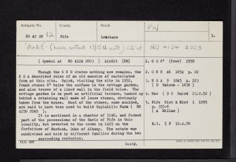 Airdit House, NO42SW 12, Ordnance Survey index card, page number 1, Recto