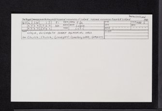 Logie, Parish Church, NO42SW 13, Ordnance Survey index card, Recto