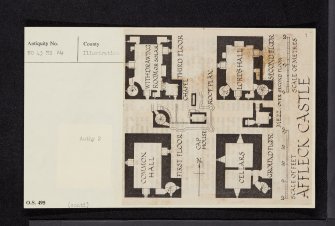 Affleck Castle, NO43NE 14, Ordnance Survey index card, page number 1, Recto
