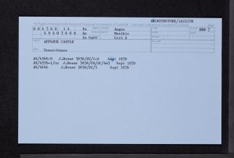 Affleck Castle, NO43NE 14, Ordnance Survey index card, Recto