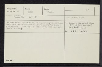 Dundee, Seagate, Cross Well, NO43SW 21, Ordnance Survey index card, Recto