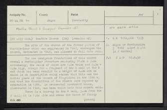 Meathie, Church And Burial-Ground, NO44NE 10, Ordnance Survey index card, page number 1, Recto