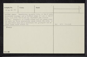 Meathie, Church And Burial-Ground, NO44NE 10, Ordnance Survey index card, page number 2, Verso