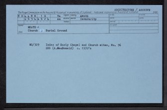 Meathie, Church And Burial-Ground, NO44NE 10, Ordnance Survey index card, Recto