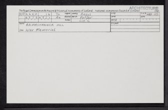Forfar, Balmashanner Hill, War Memorial, NO44NE 14, Ordnance Survey index card, Recto
