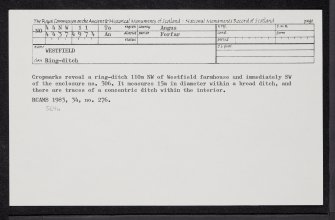 Westfield, NO44NW 11, Ordnance Survey index card, Recto