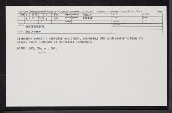 Westfield, NO44NW 14, Ordnance Survey index card, Recto