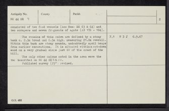 Hatton Cairn, NO44SE 9, Ordnance Survey index card, page number 2, Verso