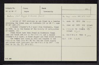 Kirkbuddo Roman Camp, NO44SE 11, Ordnance Survey index card, Recto