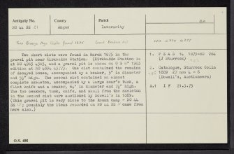 Kirkbuddo Station, NO44SE 21, Ordnance Survey index card, Recto