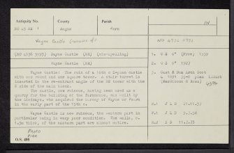 Vayne Castle, NO45NE 1, Ordnance Survey index card, Recto
