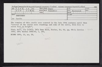 Barnyards, Castle, NO45NE 10, Ordnance Survey index card, Recto