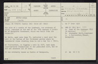 Barnyards, Castle, NO45NE 10, Ordnance Survey index card, page number 1, Recto