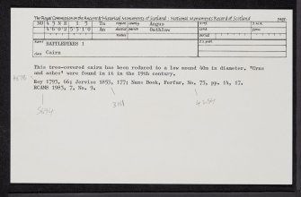 Battledykes, NO45NE 15, Ordnance Survey index card, Recto