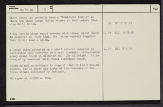 Battledykes, NO45NE 15, Ordnance Survey index card, page number 2, Verso