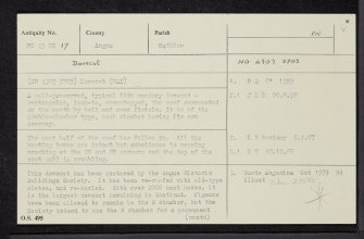 Finavon Doocot, NO45NE 17, Ordnance Survey index card, Recto