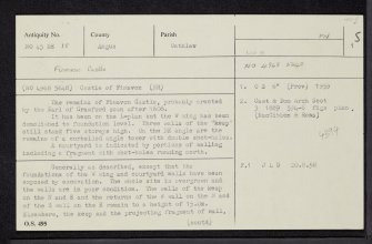 Finavon Castle, NO45NE 18, Ordnance Survey index card, page number 1, Recto