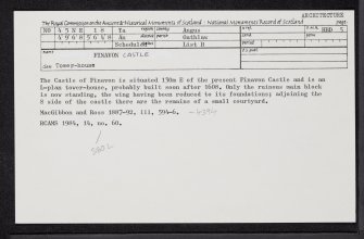 Finavon Castle, NO45NE 18, Ordnance Survey index card, Recto