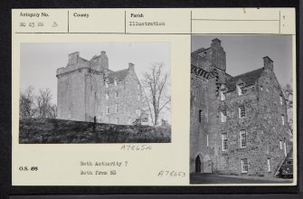 Inverquharity Castle, NO45NW 3, Ordnance Survey index card, page number 1, Recto