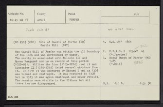 Forfar, Castle Hill, NO45SE 19, Ordnance Survey index card, Recto