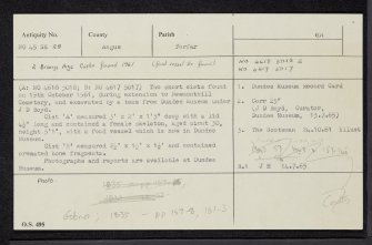 Forfar, Newmonthill Cemetery, NO45SE 29, Ordnance Survey index card, Recto