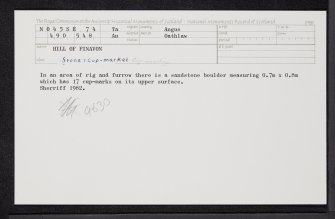 Hill Of Finavon, NO45SE 74, Ordnance Survey index card, Recto