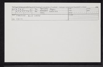 Tarfside, Blue Cairn, NO47NE 4, Ordnance Survey index card, Recto