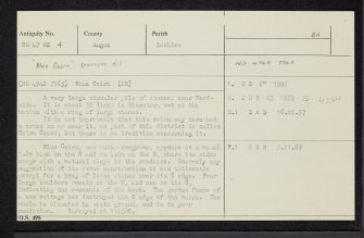 Tarfside, Blue Cairn, NO47NE 4, Ordnance Survey index card, Recto