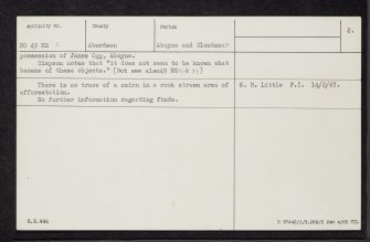 Glentanar, NO49NE 2, Ordnance Survey index card, page number 2, Verso