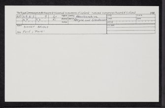 Dinnet Bridge, NO49NE 9, Ordnance Survey index card, Recto