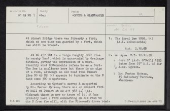 Dinnet Bridge, NO49NE 9, Ordnance Survey index card, Recto