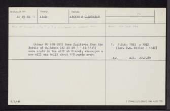 Dinnet, NO49NE 16, Ordnance Survey index card, Recto