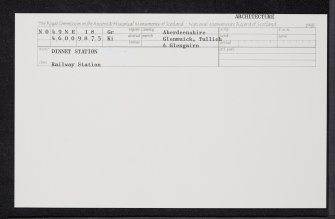 Dinnet Station, NO49NE 18, Ordnance Survey index card, Recto