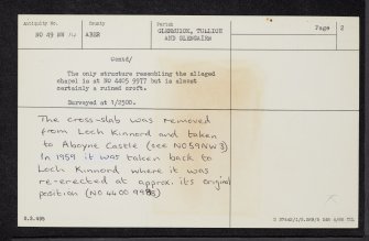 Loch Kinord, Cross Slab, NO49NW 14, Ordnance Survey index card, page number 2, Verso