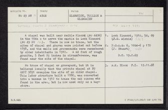 Meikle Kinord, NO49NW 19, Ordnance Survey index card, Recto