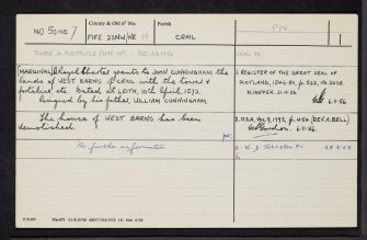 West Barns, NO50NE 7, Ordnance Survey index card, Recto
