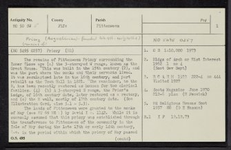 Pittenweem, Marygate, Pittenweem Priory, NO50SW 5, Ordnance Survey index card, page number 1, Recto