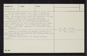 Newark Castle, NO50SW 17, Ordnance Survey index card, page number 2, Verso