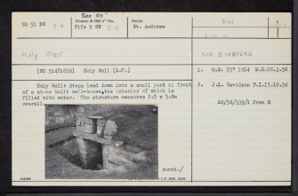 St Andrews Cathedral, St Andrews Priory, NO51NW 2.4, Ordnance Survey index card, page number 1, Recto