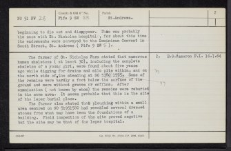 St Andrews, St Nicholas Farm, NO51NW 28, Ordnance Survey index card, page number 2, Verso