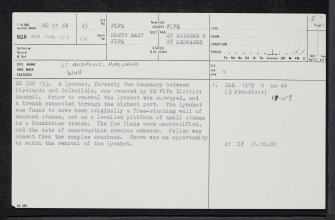 St Andrews, Pipeland, NO51NW 45, Ordnance Survey index card, page number 1, Recto