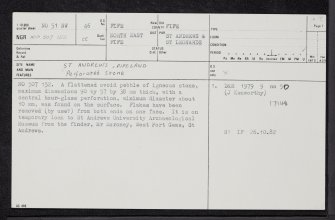 St Andrews , Pipeland, NO51NW 46, Ordnance Survey index card, page number 1, Recto