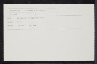 St Andrews, St Leonard's School, NO51NW 74, Ordnance Survey index card, Recto