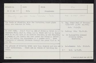 Pitmilly House, NO51SE 25, Ordnance Survey index card, Recto